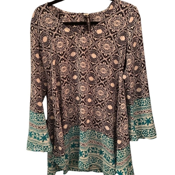 Design Lab Lord & Taylor Geometric Bohemian Sheer Beach Coverup Dress Size Large - Picture 1 of 16